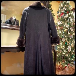 UTEX CLASSIC BROWN FAUX FUR VEGAN SUEDE MAXI COAT